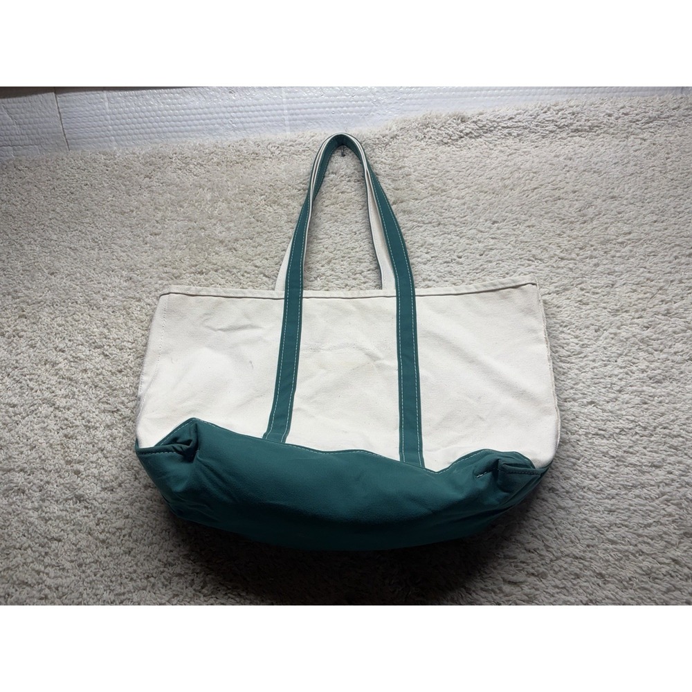 Vintage LL Bean Boat & Tote Large Canvas Bag Green USA Made